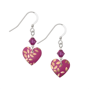 Picture of Kyoto Garden Fuchsia Heart Earrings and Crystal
