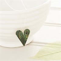 Picture of Damask Green Medium Slim Heart Necklace