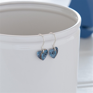 Picture of Damask Blue Small Heart Earrings 