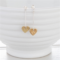 Picture of Upcycled Brass Stud and Drop Heart Earrings