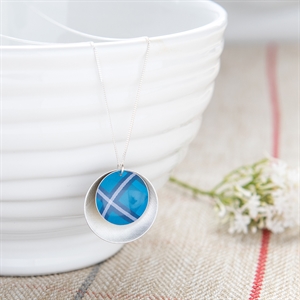 Picture of Blue Tartan Double Disc Necklace