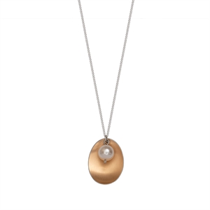 Picture of Copper Rose Oval & Pearl Necklace 