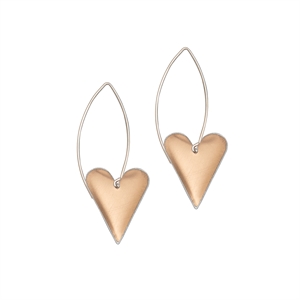 Picture of Copper Rose Medium Slim Heart Long Earrings 