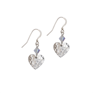 Picture of Eco Aluminium Hammered Small Heart Earrings with Crystal