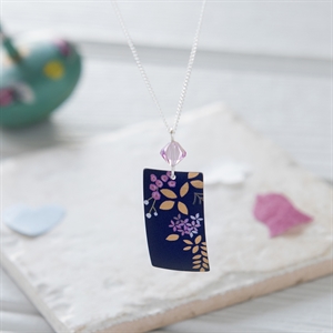Picture of Kyoto Garden Deep Blue Rectangle and Crystal Necklace 