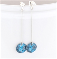 Picture of Damask Blue Disc Stud and Drop Earrings