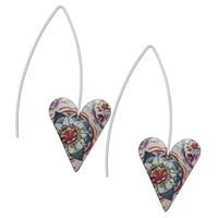 Picture of Lotus Medium Slim Heart Earrings Long 