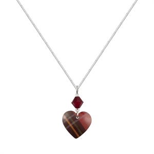 Picture of Red Tartan Small Heart & Crystal Necklace