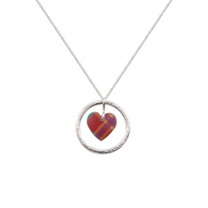 Picture of Red Tartan Circle of Life Heart Pendant