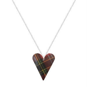 Picture of Red Tartan Medium Slim Heart Necklace