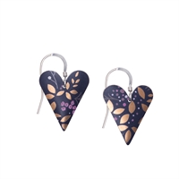 Picture of Kyoto Garden Deep Blue Medium Slim Heart Earrings 
