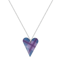 Picture of Blue Tartan Medium Slim Heart Necklace