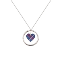 Picture of Blue Tartan Circle of Life Heart Pendant