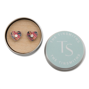 Picture of Tiger Lily Pattern Heart Studs 