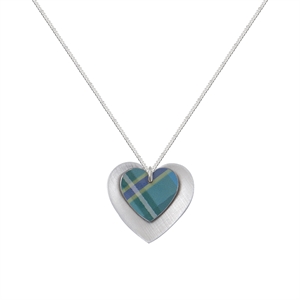 Picture of Green Tartan Double Heart Necklace 