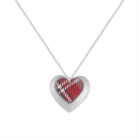 Picture of Red Grey Tartan Double Heart Necklace 