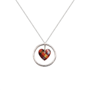 Picture of Red Tartan Circle of Life Heart Pendant