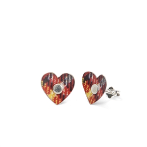 Picture of Red Mix Tartan Heart Studs in a Tin