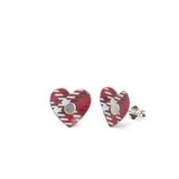Picture of Red Grey Tartan Heart Studs in a Tin