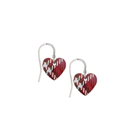 Picture of Red Grey Tartan Small Heart Earrings 