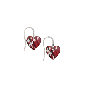 Picture of Red Grey Tartan Small Heart Earrings 