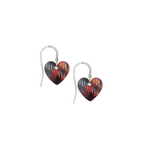 Picture of Red Mix Tartan Small Heart Earrings 
