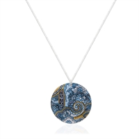 Picture of Blue Damask Disc Pendant