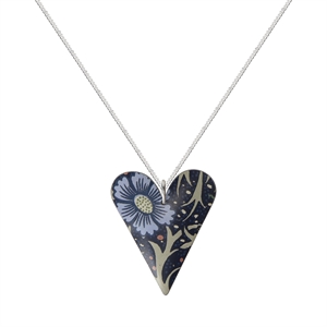 Picture of Midnight Floral Medium Slim Heart Necklace