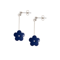 Picture of Long Dark Blue Daisy Earrings