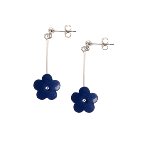 Picture of Long Dark Blue Daisy Earrings