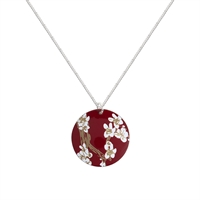 Picture of Kimono Burgundy Red Disc Pendant Necklace 