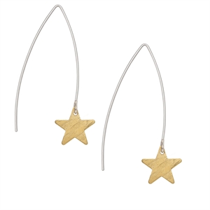 Picture of Upcycled Brass Star Long Earrings