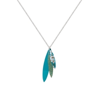 Picture of Kimono Turquoise Triple Leaf Pendant Necklace 