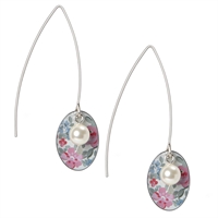 Picture of Daphne Floral Oval & Pearl Earrings Medium Ear Wires